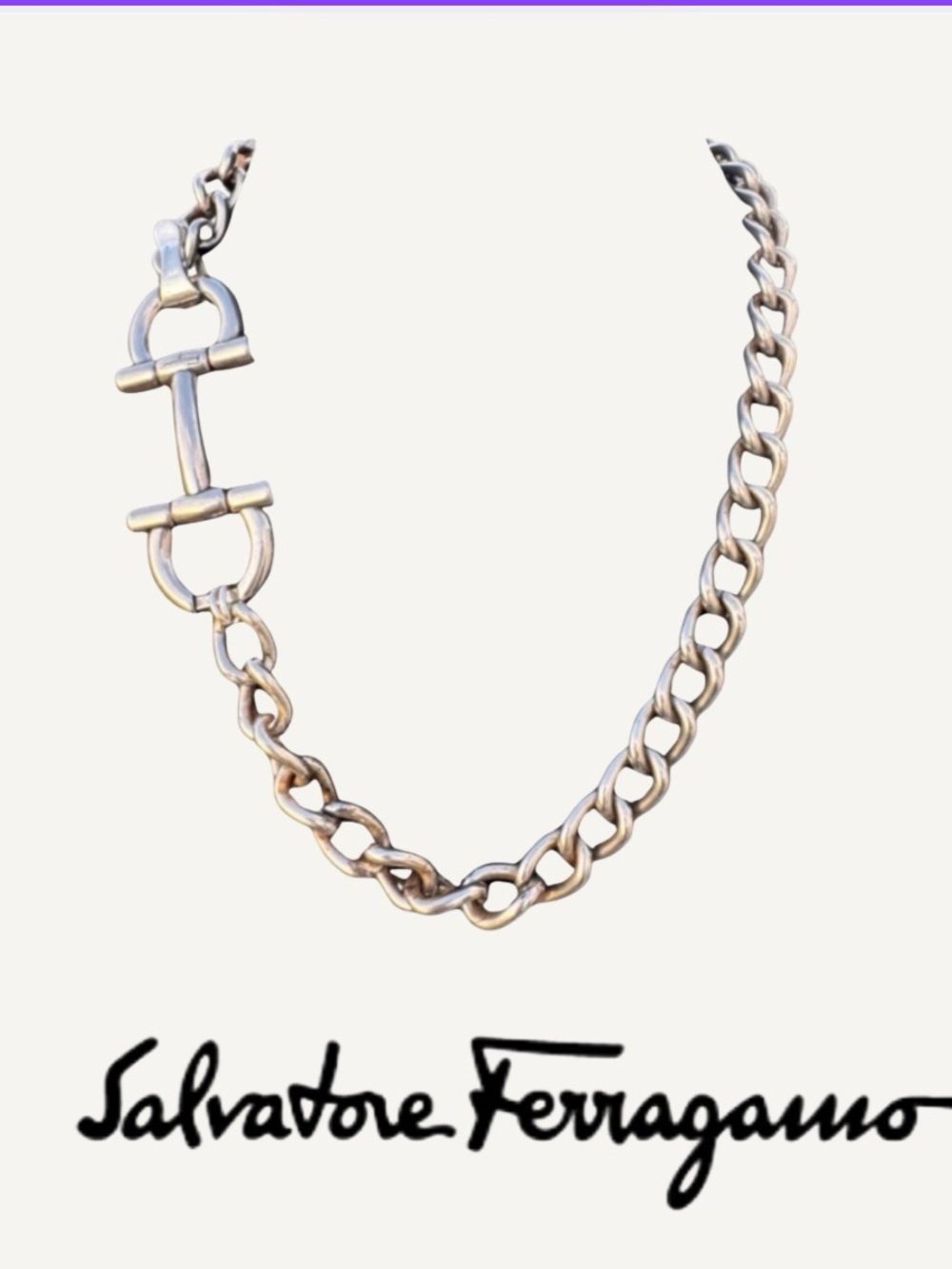Hand Crafted Upcycled Ferragamo Necklace